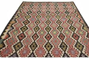 Tappeto Kilim Geometrico Multicolore Nero 224x299 Cm