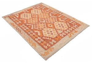 Tappeto Kilim Stilizzato Arancione Beige 149x195 Cm