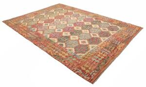 Tappeto Kilim Geometrico Rosso Mattone Beige 211x297 Cm