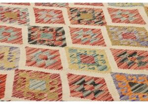 Tappeto Kilim Geometrico Rosso Nero 203x298 Cm