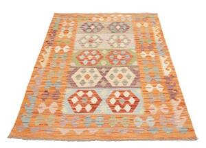 Tappeto Kilim Geometrico Arancione Beige 124x183 Cm