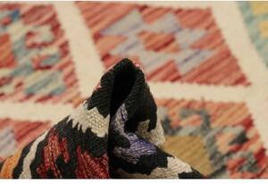Tappeto Kilim Geometrico Rosso Nero 203x298 Cm