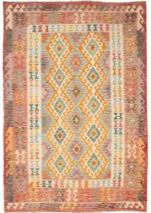 Tappeto Kilim Geometrico Rosso Beige 203x299 Cm