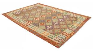 Tappeto Kilim Geometrico Arancione Multicolore 201x291 Cm