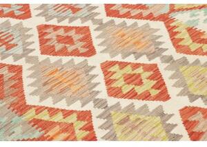 Tappeto Kilim Geometrico Verde Acqua Mattone 151x195 Cm