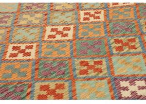 Tappeto Kilim Geometrico Arancione Multicolore 201x291 Cm