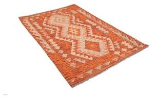 Tappeto Kilim Geometrico Arancione Avorio 97x156 Cm