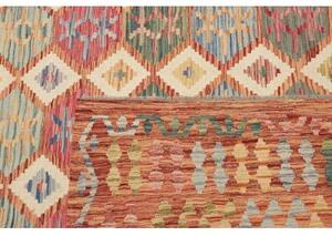 Tappeto Kilim Geometrico Rosso Mattone Beige 211x297 Cm