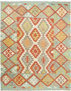 Tappeto Kilim Geometrico Verde Acqua Mattone 151x195 Cm