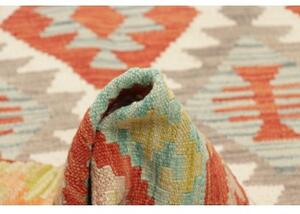 Tappeto Kilim Geometrico Verde Acqua Mattone 151x195 Cm