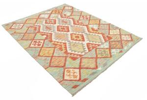 Tappeto Kilim Geometrico Verde Acqua Mattone 151x195 Cm