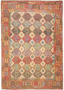 Tappeto Kilim Geometrico Rosso Mattone Beige 211x297 Cm