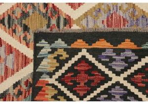 Tappeto Kilim Geometrico Rosso Nero 203x298 Cm