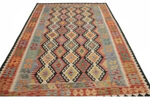 Tappeto Kilim Geometrico Rosso Blu 204x302 Cm