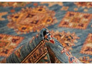 Tappeto Kazak Fine Geometrico Blu Rosso Mattone 246x303 Cm