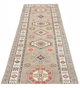 Tappeto Kazak Geometrico Beige Rosso Corsia 85x291 Cm