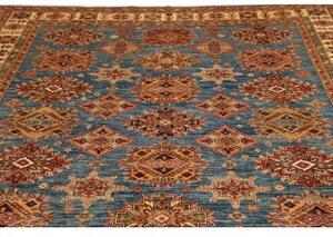 Tappeto Kazak Fine Geometrico Blu Rosso Mattone 246x303 Cm
