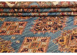 Tappeto Kazak Fine Geometrico Blu Rosso Mattone 246x303 Cm