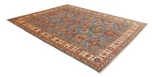 Tappeto Kazak Fine Geometrico Blu Rosso Mattone 246x303 Cm