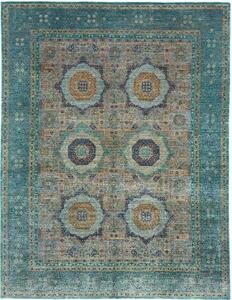 Tappeto Kairo Geometrico Verde Petrolio Avorio 278x359 Cm