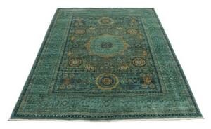 Tappeto Kairo Geometrico Verde Petrolio Ocra 148x202 Cm