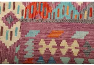 Tappeto Kilim Geometrico Rosso Malva Azzurro 247x293 Cm
