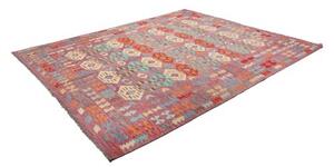 Tappeto Kilim Geometrico Rosso Malva Azzurro 247x293 Cm
