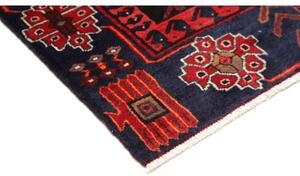 Tappeto Hamadan Geometrico Blu Scuro Rosso Corsia 110x410 Cm