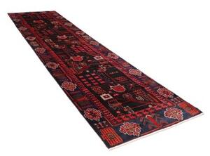 Tappeto Hamadan Geometrico Blu Scuro Rosso Corsia 110x410 Cm
