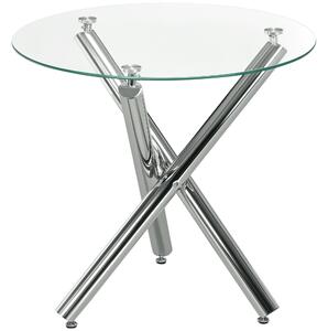 HOMCOM Tavolo da Pranzo Rotondo per 2-4 Persone in Vetro e Gambe in Acciaio, Ø80x74cm | Aosom Italy