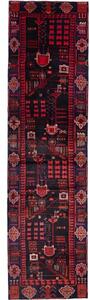 Tappeto Hamadan Geometrico Blu Scuro Rosso Corsia 110x410 Cm