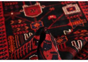 Tappeto Hamadan Geometrico Blu Scuro Rosso Corsia 110x410 Cm