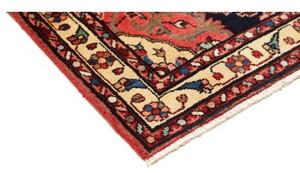 Tappeto Hamadan Stilizzato Blu Scuro Rosso Corallo Corsia 122x443 Cm