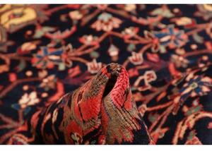Tappeto Hamadan Stilizzato Blu Scuro Rosso Corallo Corsia 122x443 Cm