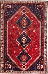 Tappeto Shiraz Stilizzato Rosso Blu Scuro 164x252 Cm
