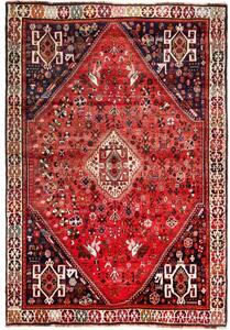 Tappeto Shiraz Fine Stilizzato Rosso Blu Scuro 172x250 Cm