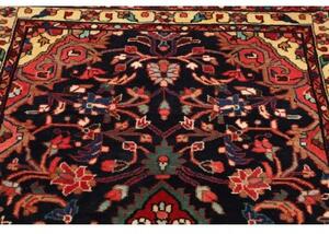 Tappeto Hamadan Stilizzato Blu Scuro Rosso Corallo Corsia 122x443 Cm