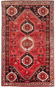 Tappeto Shiraz Fine Stilizzato Rosso Nero 160x267 Cm