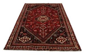 Tappeto Shiraz Geometrico Rosso Nero 168x260 Cm