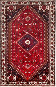 Tappeto Shiraz Stilizzato Rosso Blu Scuro 162x252 Cm