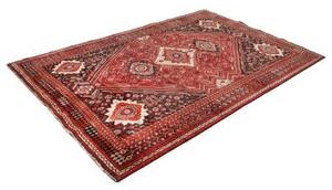 Tappeto Shiraz Geometrico Rosso Scuro Avorio 168x248 Cm
