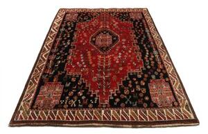 Tappeto Shiraz Stilizzato Rosso Nero 170x258 Cm