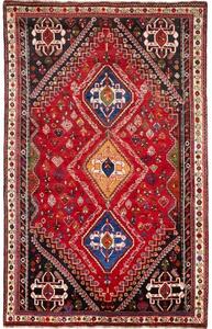 Tappeto Shiraz Fine Stilizzato Rosso Blu 162x218 Cm