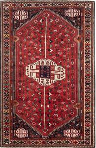 Tappeto Shiraz Stilizzato Rosso Nero 168x255 Cm