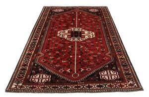 Tappeto Shiraz Stilizzato Rosso Nero 168x255 Cm