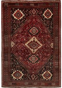 Tappeto Shiraz Geometrico Rosso Scuro Avorio 168x248 Cm