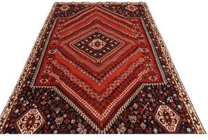 Tappeto Shiraz Geometrico Rosso Mattone Blu Scuro 172x285 Cm