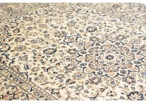 Tappeto Kashan Medaglione Floreale Avorio Blu 198x310 Cm