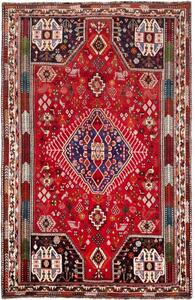Tappeto Shiraz Fine Stilizzato Rosso Blu Scuro 175x275 Cm