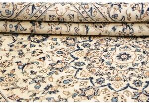 Tappeto Kashan Medaglione Floreale Avorio Blu 198x310 Cm